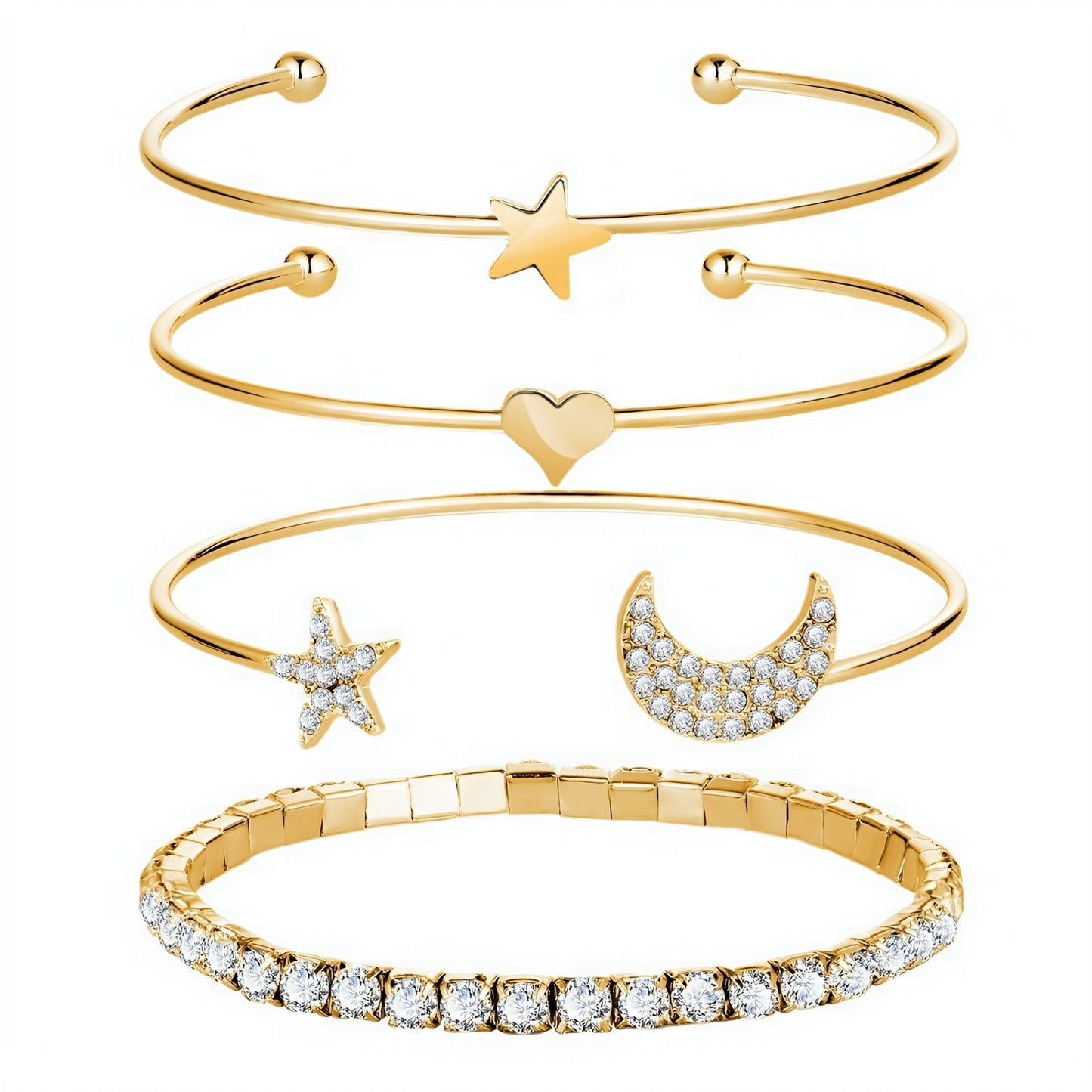 Moon Star Cuff Bracelet – Celestial Women’s Jewelry