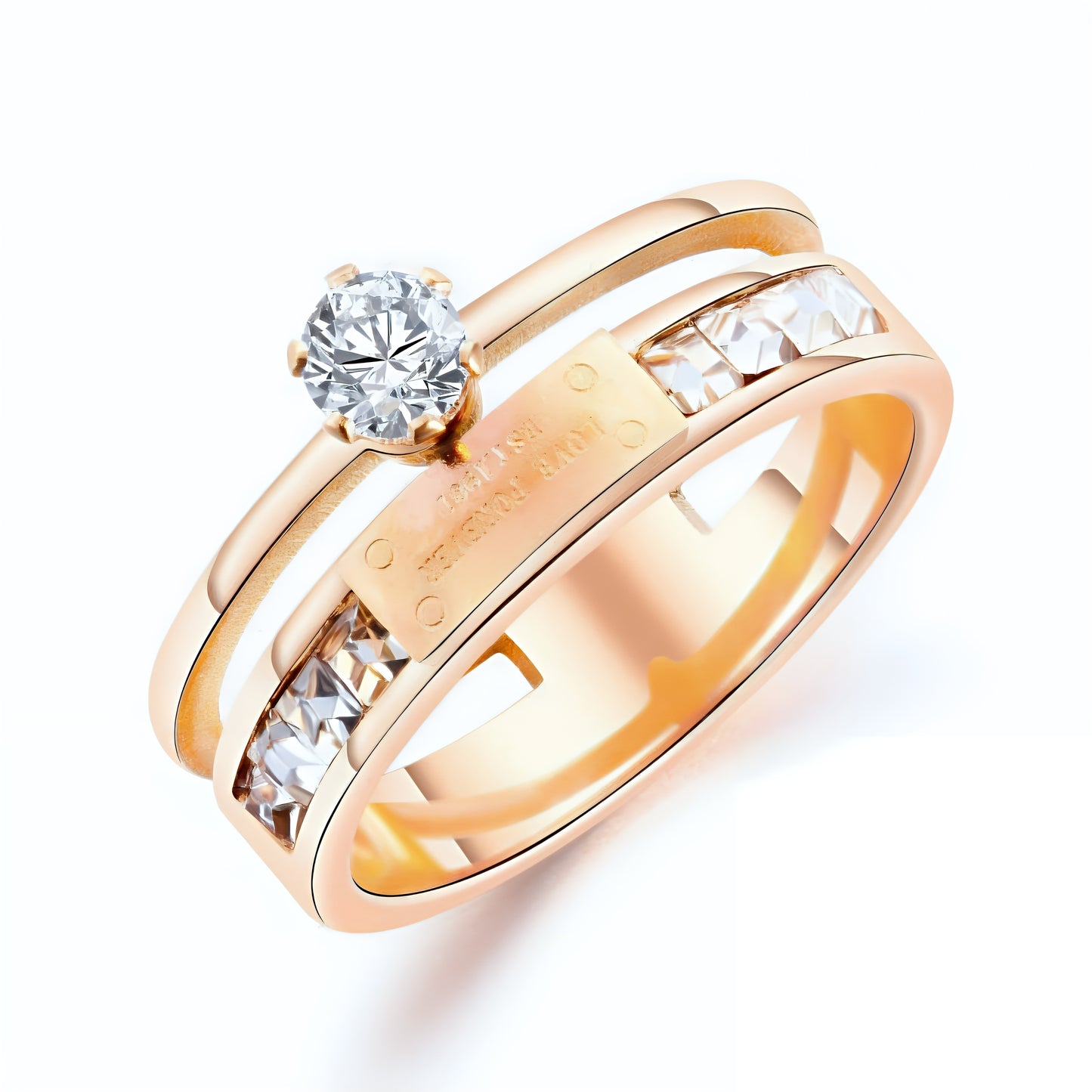 Elegant Rose Gold Diamond Ring – Fashion All-Match Women’s Jewelry