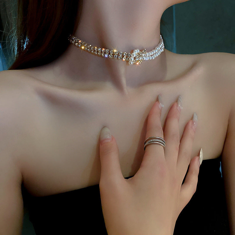 Pearl Crystal Choker Necklace – Elegant Fashion Jewelry