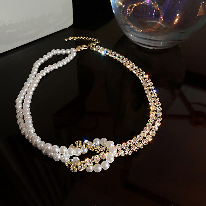 Pearl Crystal Choker Necklace – Elegant Fashion Jewelry