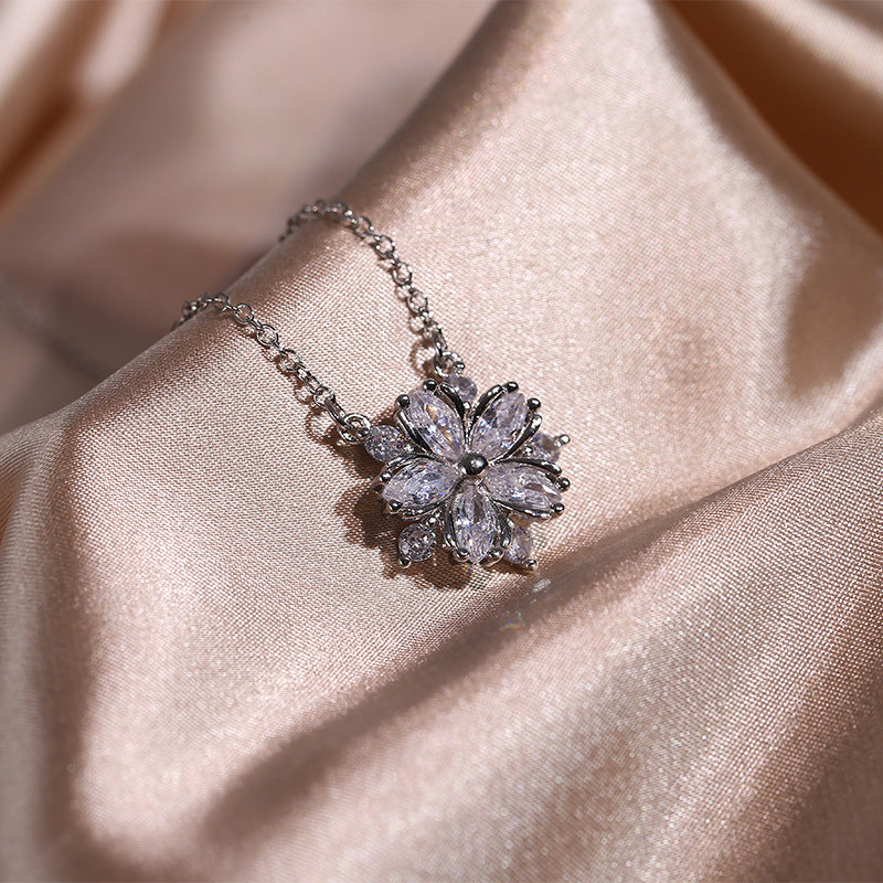 Zircon Flower Necklace & Earrings Set – Elegant Jewelry Set