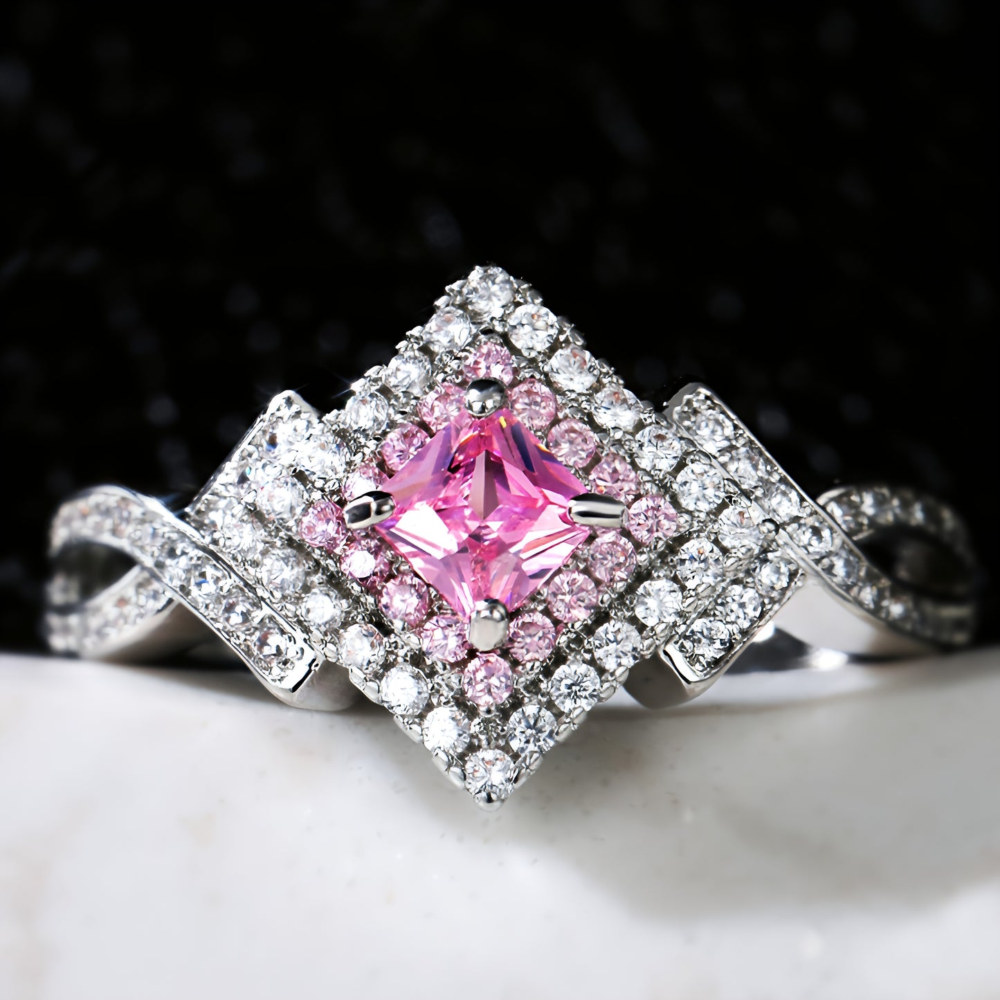Creative Cross-Wound Zircon Diamond Ring – Stylish Silver Adjustable Jewelry for Women