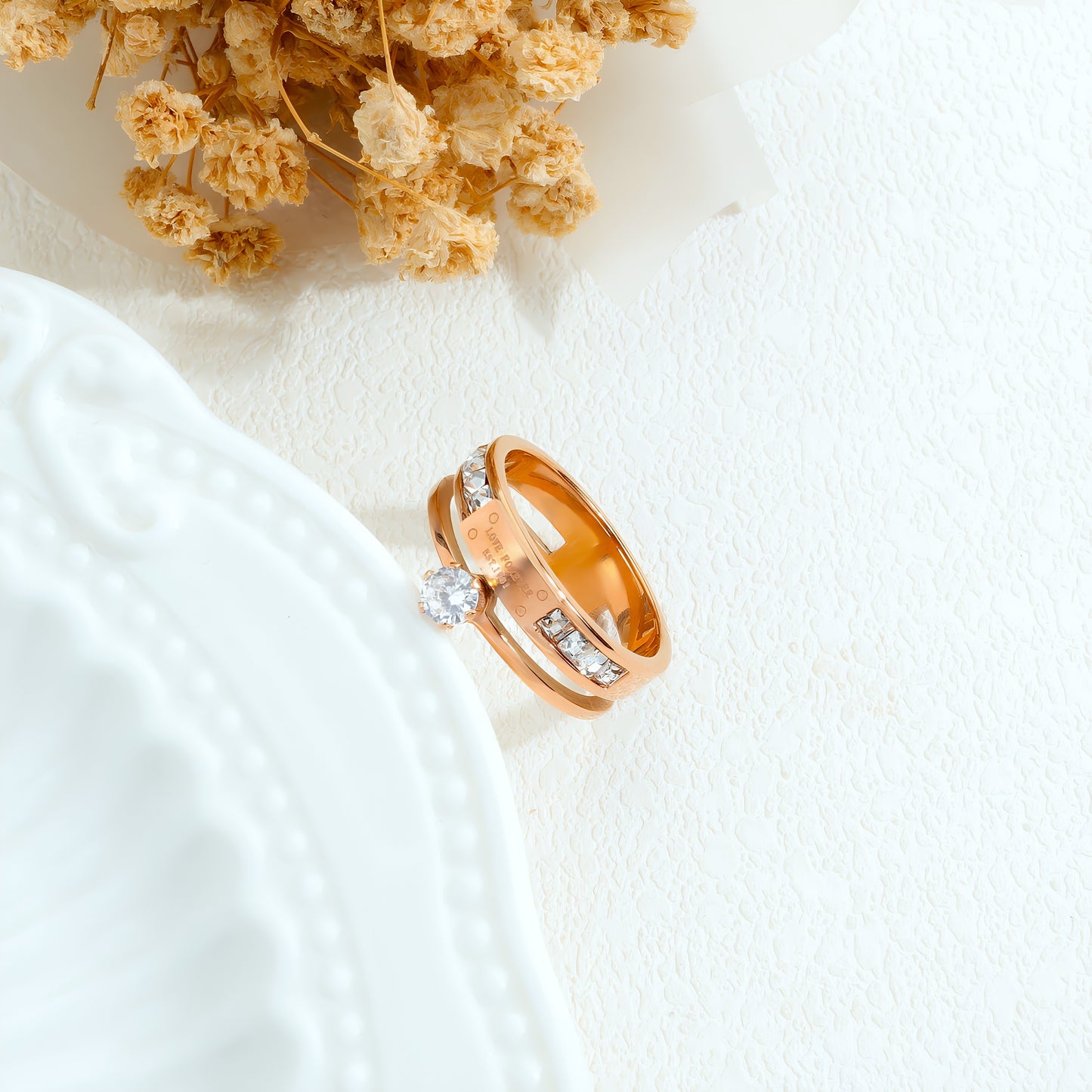 Elegant Rose Gold Diamond Ring – Fashion All-Match Women’s Jewelry