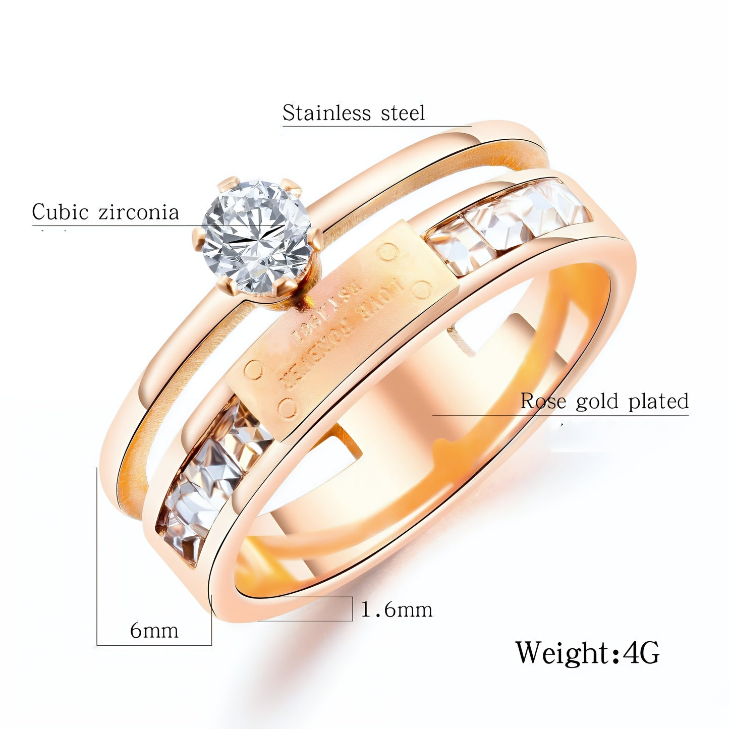 Elegant Rose Gold Diamond Ring – Fashion All-Match Women’s Jewelry