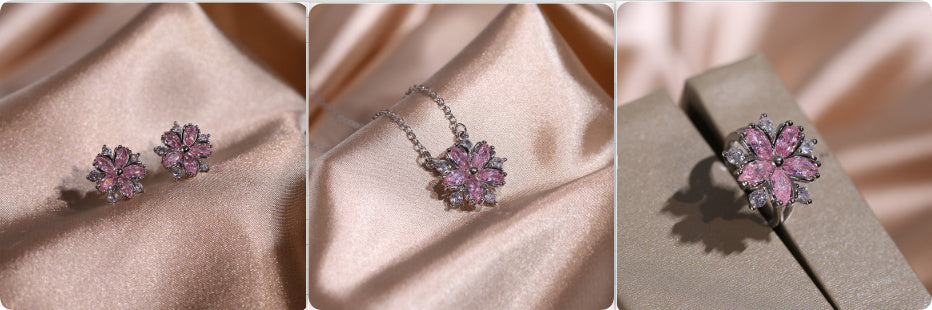 Zircon Flower Necklace & Earrings Set – Elegant Jewelry Set