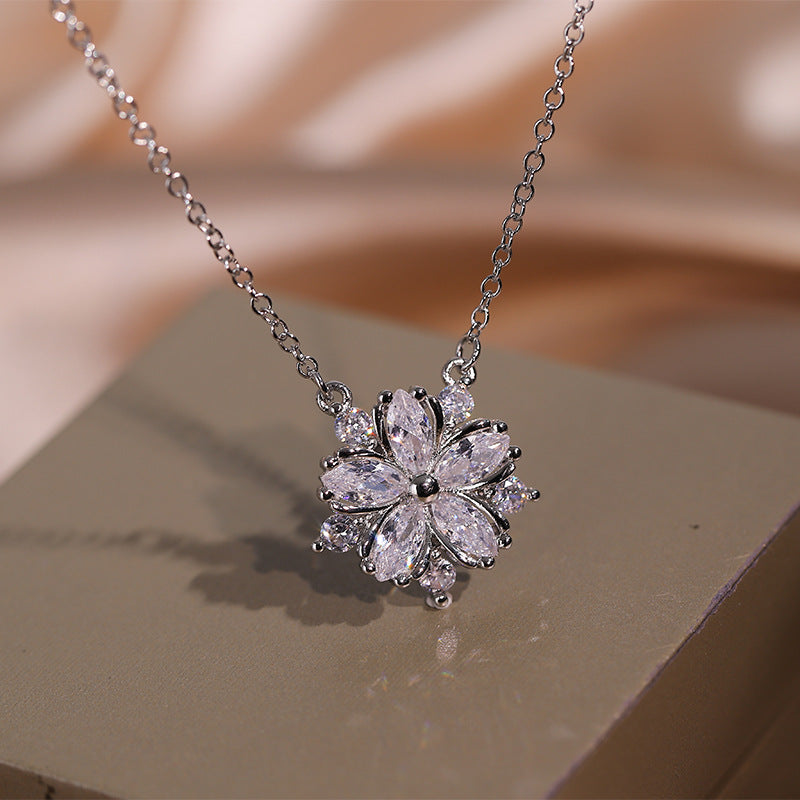 Zircon Flower Necklace & Earrings Set – Elegant Jewelry Set