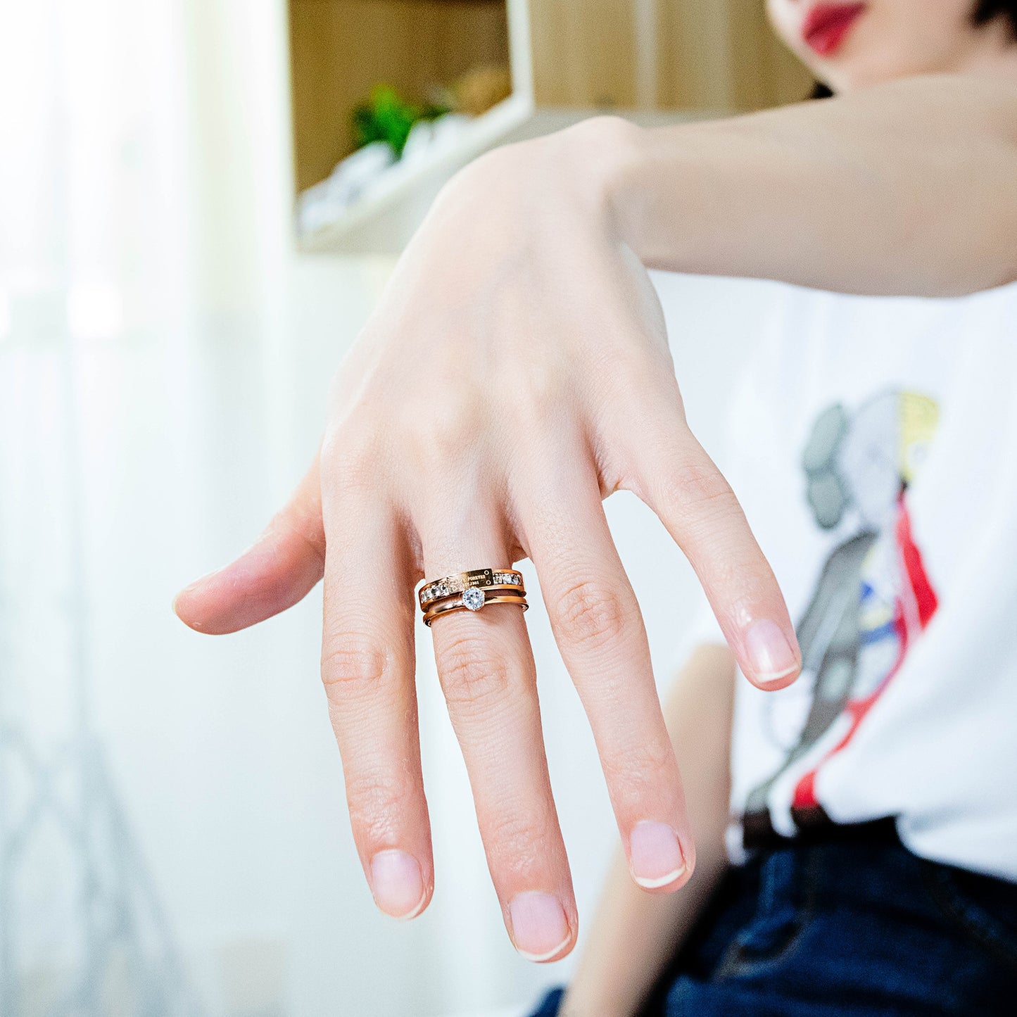 Elegant Rose Gold Diamond Ring – Fashion All-Match Women’s Jewelry