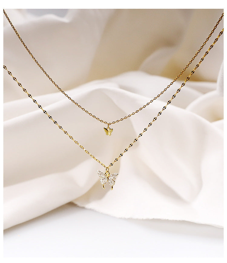 Double Butterfly Gold Necklace – Elegant Women’s Jewelry