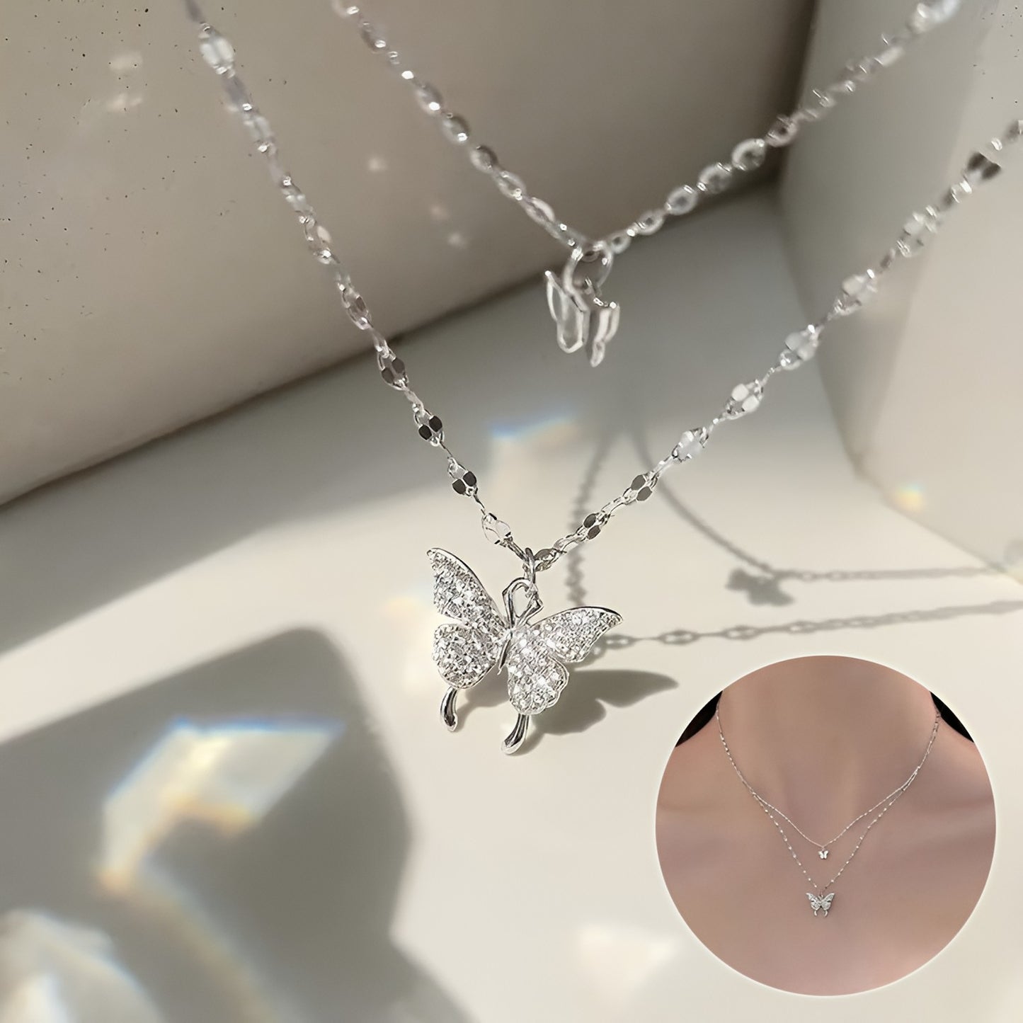 Double Butterfly Gold Necklace – Elegant Women’s Jewelry