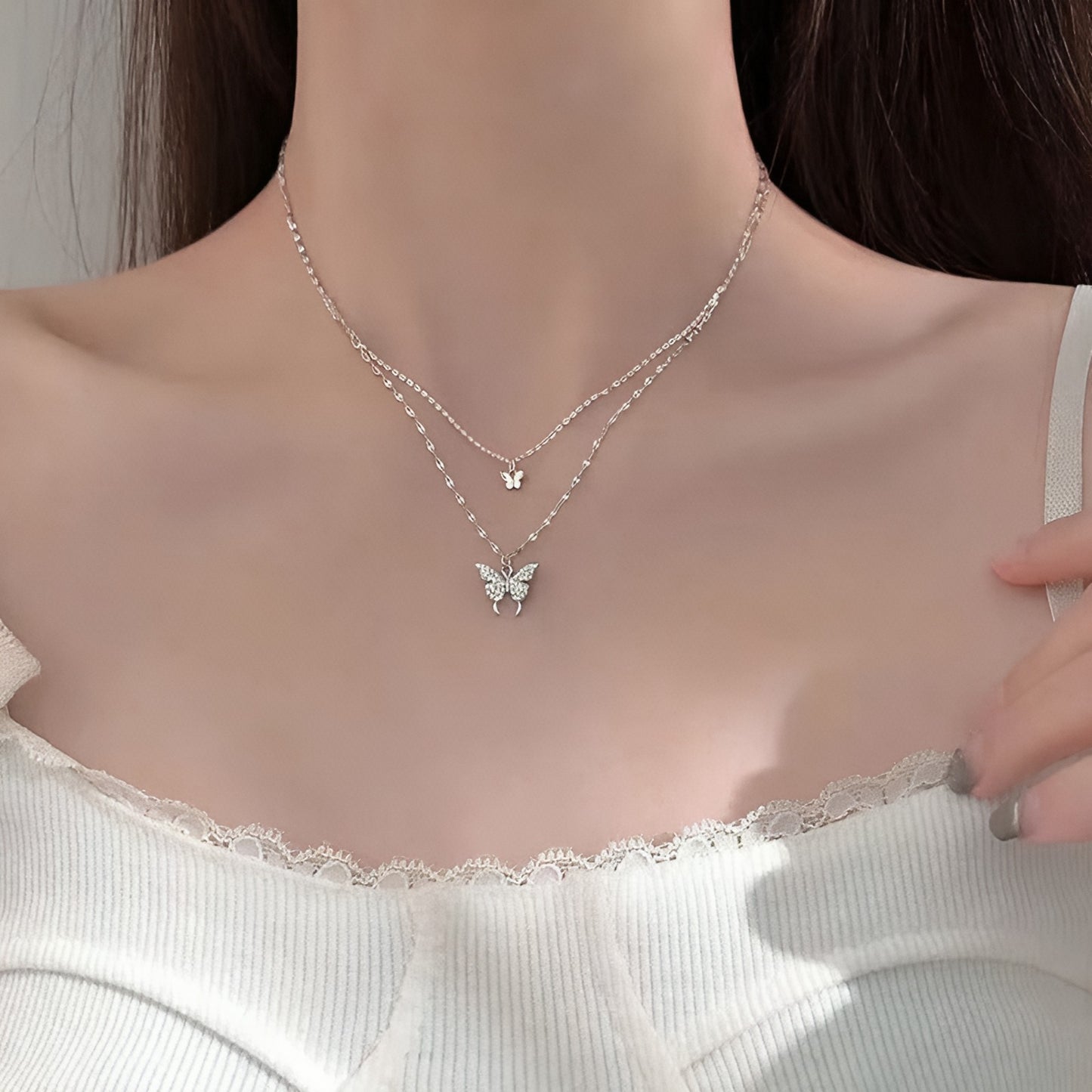 Double Butterfly Gold Necklace – Elegant Women’s Jewelry
